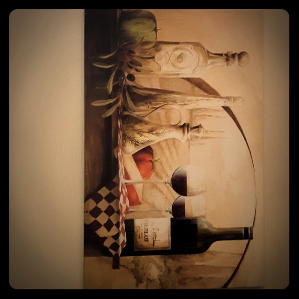 Large Italian style wine and vineyard painting